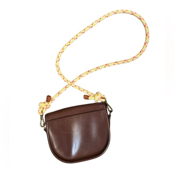 J. Crew Classic Small Saddle Bag in Brown Leather Cross Body Outside Pocket EUC - Picture 9 of 17